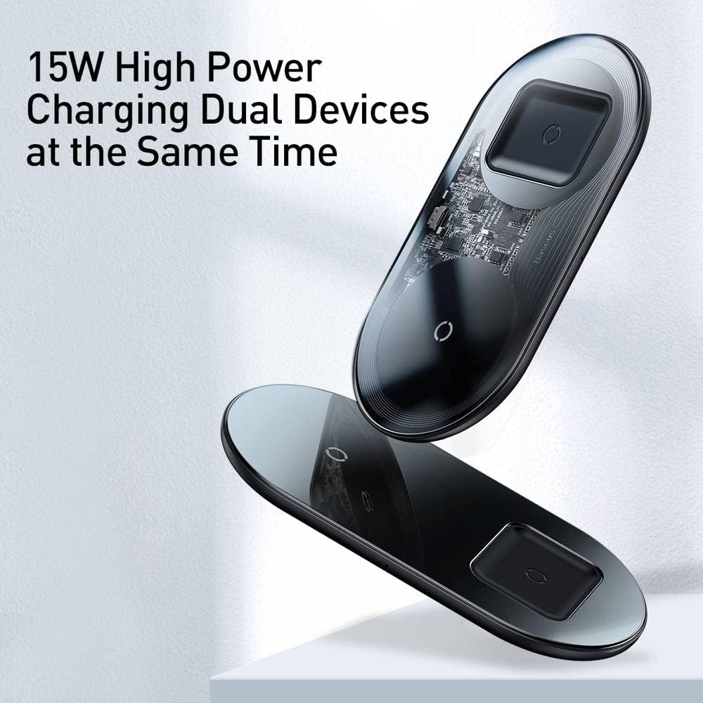 Baseus Simple 2in1 Wireless Charger 18W Max - Black, SEAPIPH5-05 Baseus Simple 2in1 Wireless Charger 18W Max - Black, SEAPIPH5-05